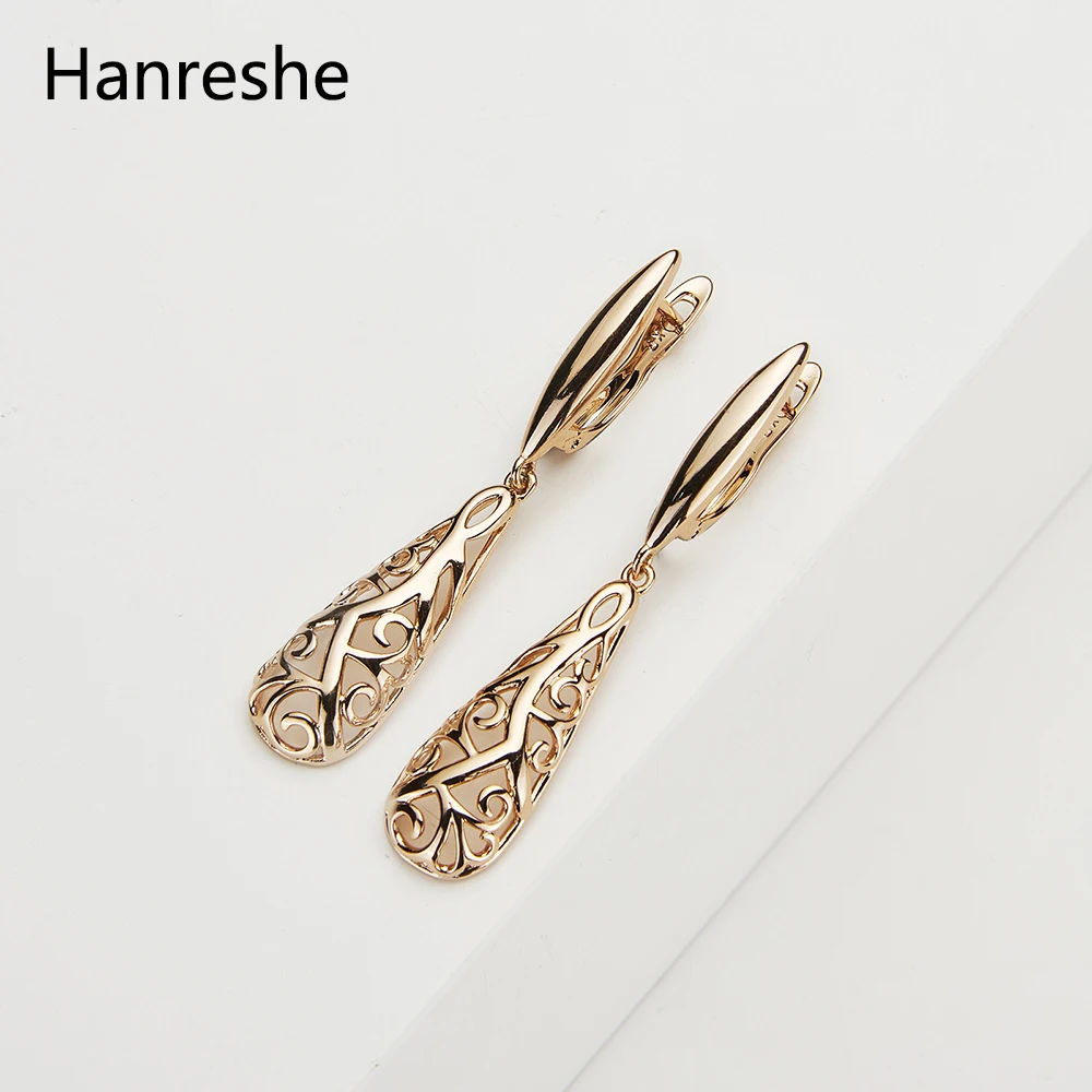 Hanreshe-로맨틱 드롭 작은 귀걸이, 클래식 주얼리 파티 스테이트먼트 골드 컬러 섬세한 라운드 워터 드롭 여성 선물