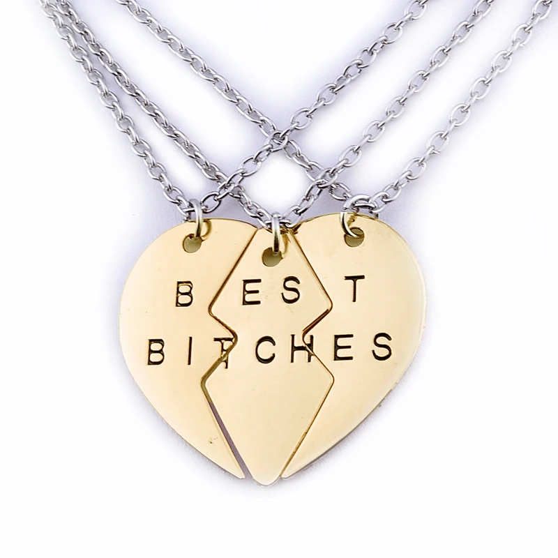 3 Pcs Best Friend Necklaces Set For Women Star Moon Pendant Chain Necklace Bff Choker Girl's Gift Rhinestone Letter Necklaces