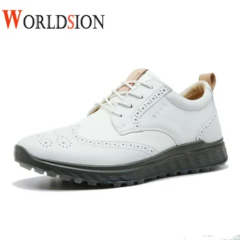 

Men Golf Shoes Leather White Black Jogging Walking Shoes Men Comfortable Sport Sneakers for Golfer Quality Golf Footwear