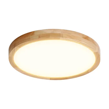 

Nordic Simple Home Living Room Bedroom Balcony Roundness Solid Wood LED Ceiling Lights Japanese Ultrathin Homestay Tatami Lamps