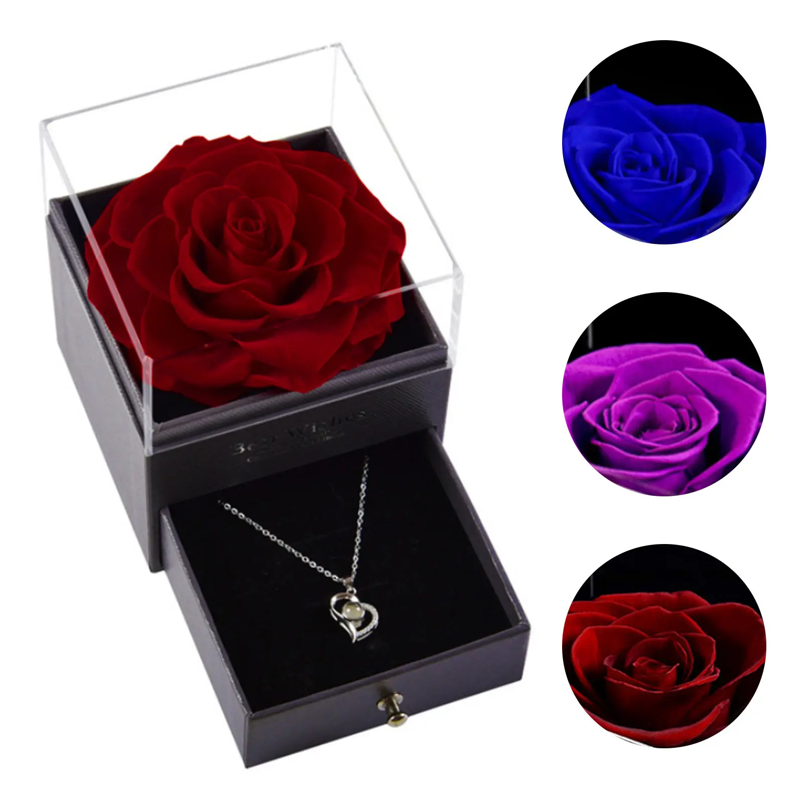 

Preserved Real Rose Eternal Flower Jewelry Box Romantic Gift for Wife Mother Her on Valentine's Mother Day Anniversary