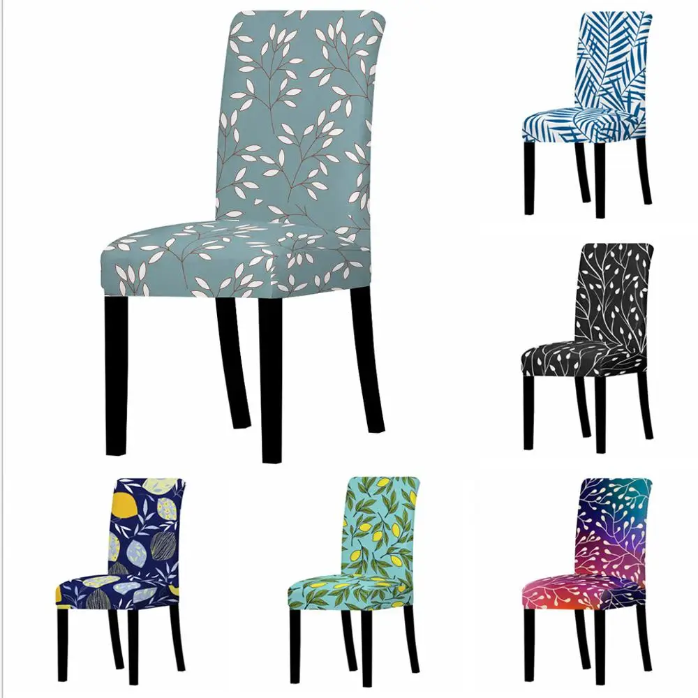 Leaf Fruit Branch Printed Chair Cover Dining Elastic Covers Spandex Stretch Modern Style Anti-dirty Removable | Дом и сад