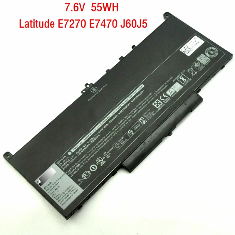 7,6 V 55Wh J60J5 ноутбук Батарея для Dell Latitude E7270 E7470 MC34Y 242WD GG4FM 1W2Y2