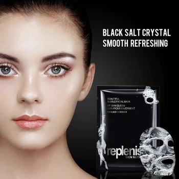 

Black Sea Salt Bamboo Charcoal Blackhead Remove Foam Aerobic Facial Mask Deep Cleansing Purifying Peel Off Black Nud Face Masks