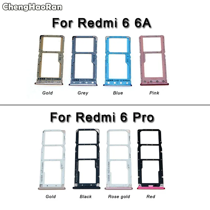 

ChengHaoRan New SIM Tray Holder For Xiaomi Redmi 6 6A 6 Pro / Mi A2 Lite SIM Card Tray Slot Holder Replacement
