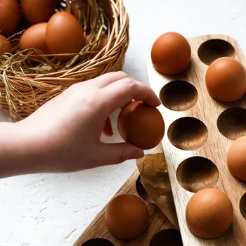 

Japanese Wooden Double Row Egg Storage Box Reusable Egg Storage Rack Non-slip Hand-polished Egg Holder Kitchen Restaurant Tool