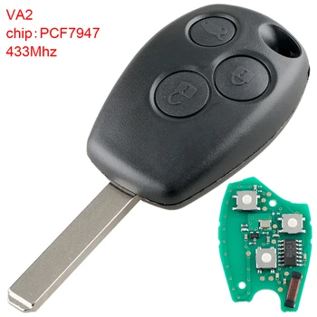 

433Mhz 3 Buttons Car Remote Key Fob with PCF7947 Chip/VA2 Blade Fit for Renault / Kangoo II / Clio III Auto