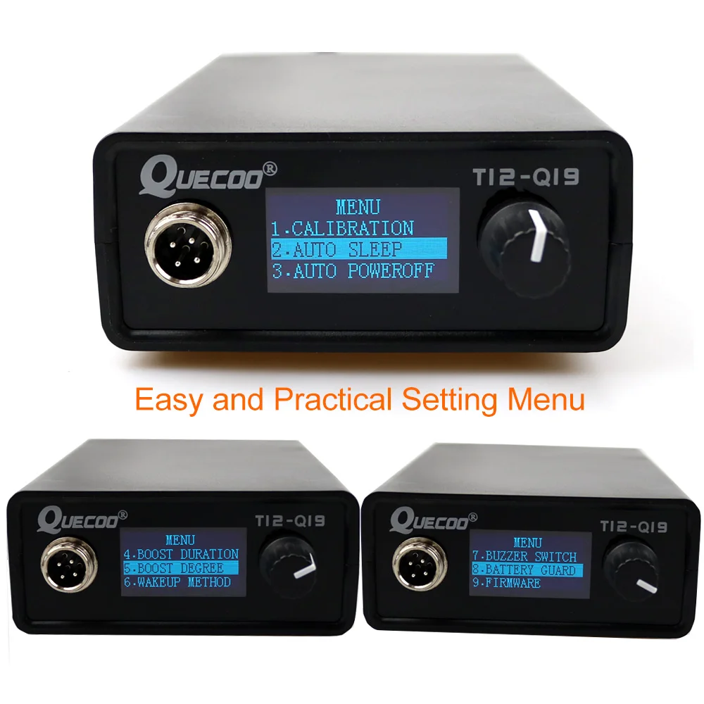 T12-Q19 Soldering Digital Station Electronic Soldering iron OLED 1.3inch Suitable AC/DC power with M8 Metal handle iron tips 4