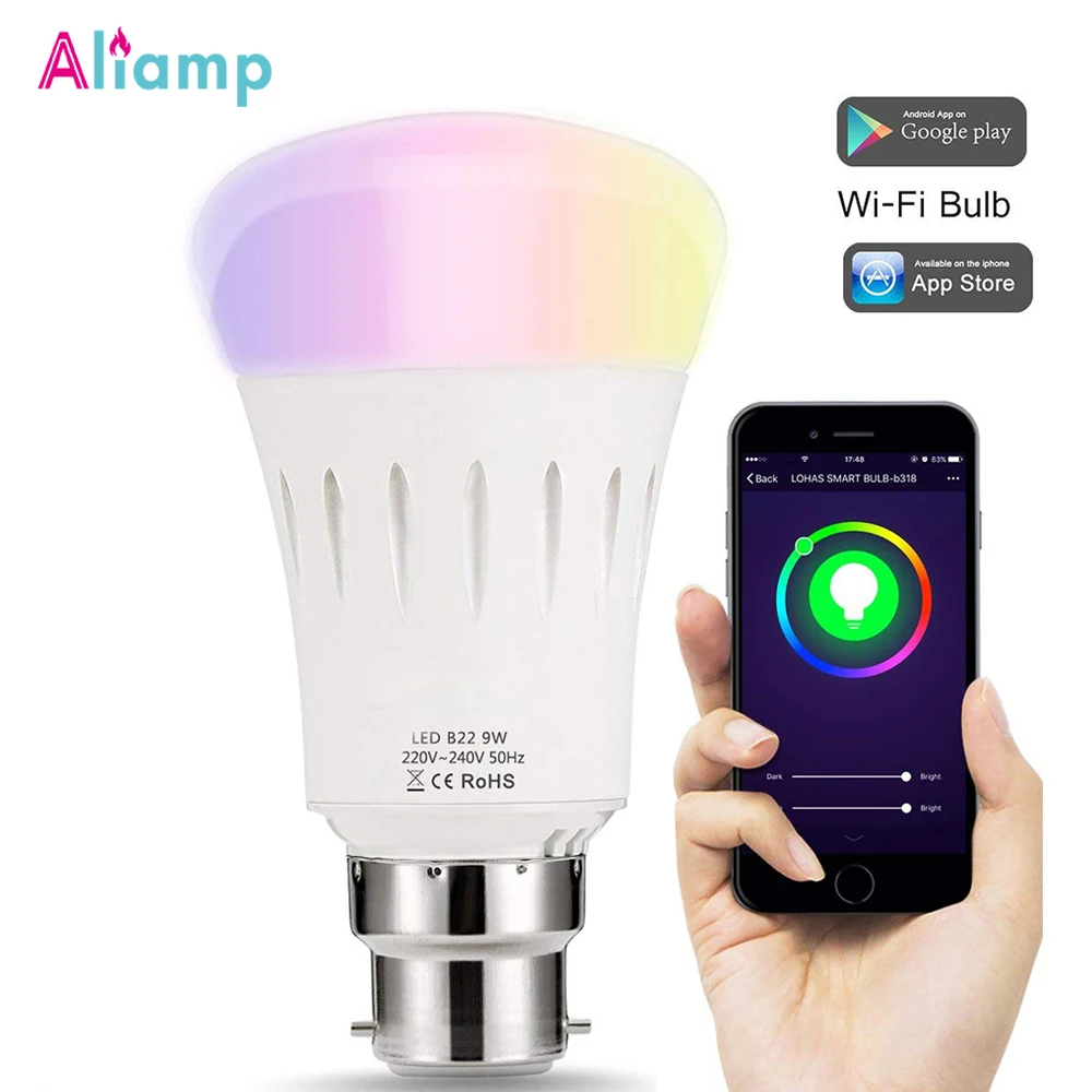 WIFI умный светодиодный светильник лампа с байонетным разъемом B22 RGB теплый