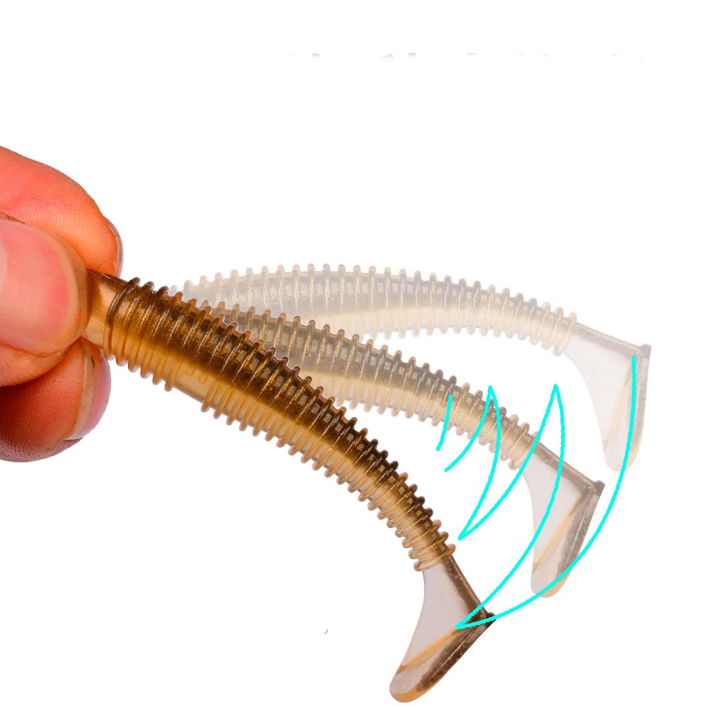 10 Teile/beutel softbait 1,8g 3g 3,2g Wobbler weiche Künstliche Angeln Locken paddle schwanz swimbait T Schwanz Künstliche würmer Karpfen – Detail 1