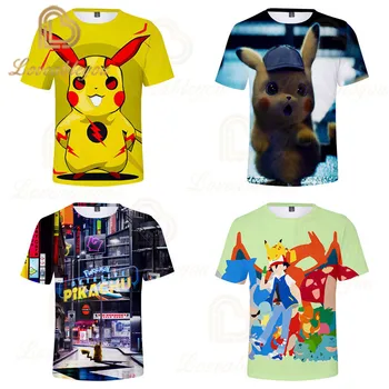 

Pokemon Pikachu Tshirt Cat 3D Printed T-shirt Men's Women's Children's Tshirt Kid's Funny Summer Sleeves Loose Asian Size