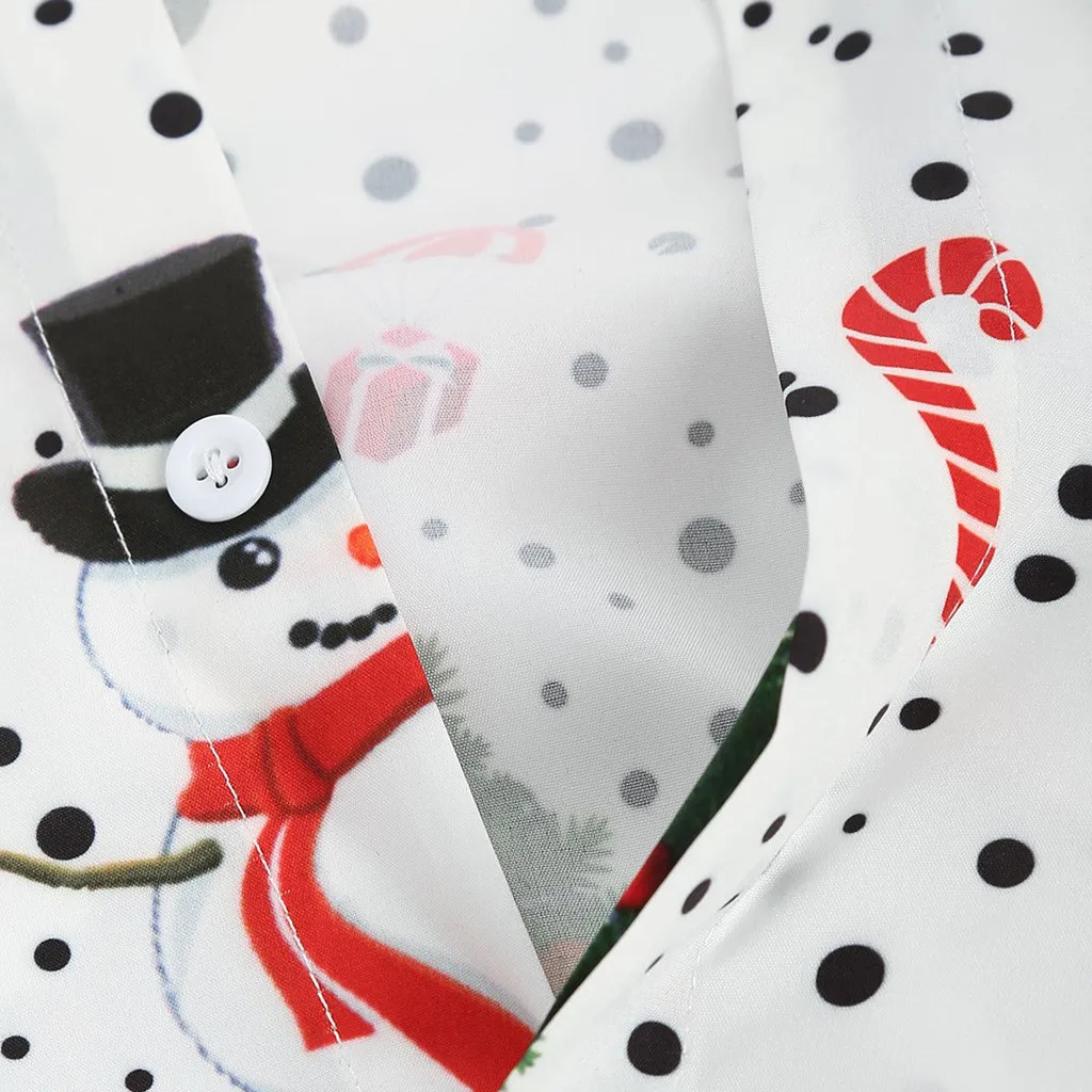 Модный костюм на Рождество; Веселые снежинки Рождественская, Печать оленей Для мужчин Повседневное отложной воротник длинный рукав вечерние ночная рубашка Для мужчин s блузка