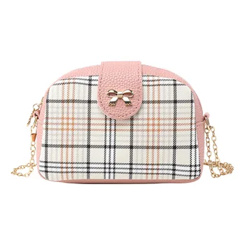 

2020 Spring Summer New Women's Phone Bag Plaid Coin Purse Shell Small Crossbody Bag Girl's Fashion Retro Female Shoulder Bag