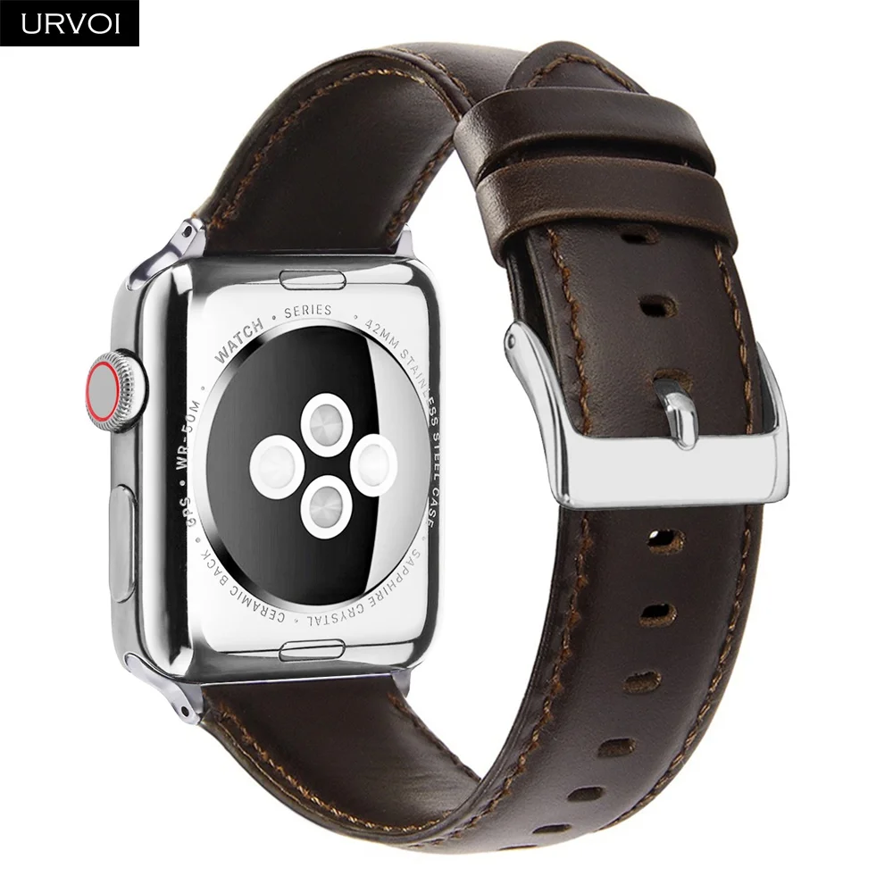 Ремешок URVOI для apple watch series 5 4 3 2 кожаный ремешок для iwatch 40 44 мм подлинный верхний слой Классическая Пряжка наручный ремень