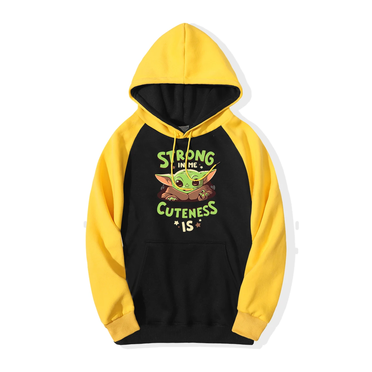 Yellow Black 6 Милые мужские толстовки с капюшоном «Звездные войны» для молодых йода,, зимняя флисовая толстовка с капюшоном, реглан, уличная одежда, «сильный во мне», милый пуловер - Цвет: Yellow Black 6