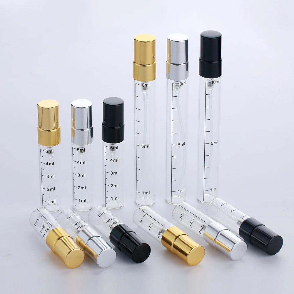 50Pcs/Lot 2ml 3ml 5ml 10ml Portable Aluminum Spray Bottle Cosmetic Containers For Travel Bottle Atomizer