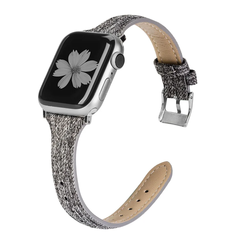 BkGrey Холщовый ремешок Wearlizer для iWatch Apple Watch, женский, мужской ремешок 38 мм, 40 мм, 42 мм, 44 мм, серия 5, 4, 3, 2, 1, ремешок на запястье, браслет - Цвет ремешка: BkGrey