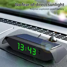 Mini thermomètre numérique 4 en 1 pour voiture, horloge solaire, jauge lumineuse de haute précision, testeur de congélation, capteur de température, compteur d'humidité