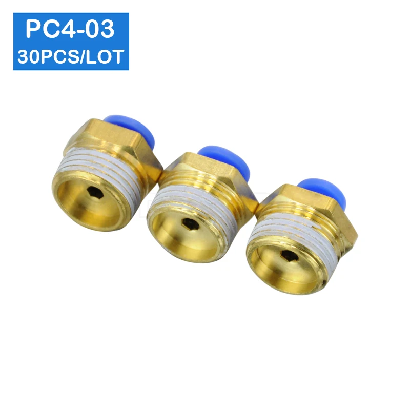 30 шт PC4-03, 4 мм до 3/8 'пневматические соединители мужские прямые фитинги в одно касание