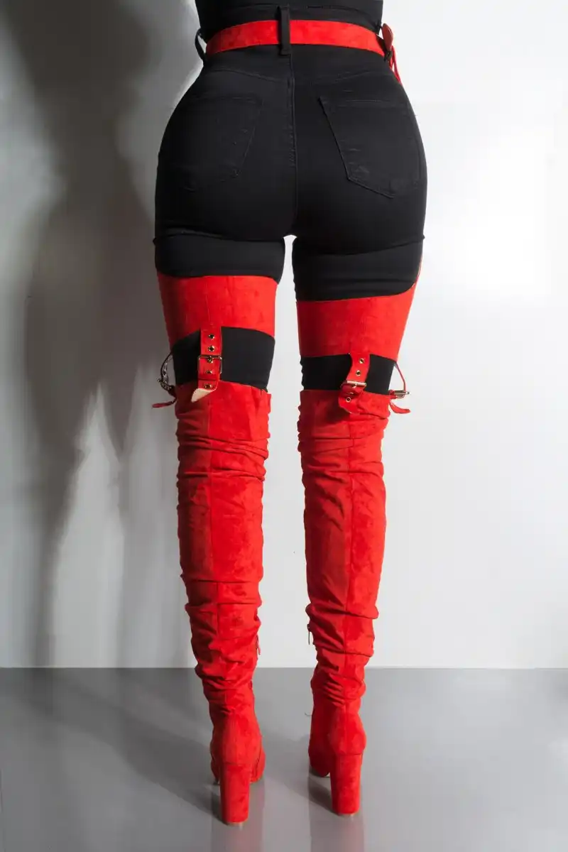 thigh high boots with waist belt plus size