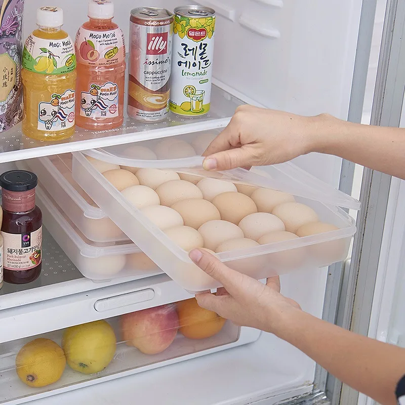 

24 Grids Plastic Egg Storage Box Holder Refrigerator Storage Box Airtight Food Storage Container Kitchen Storage Shelf Organizer