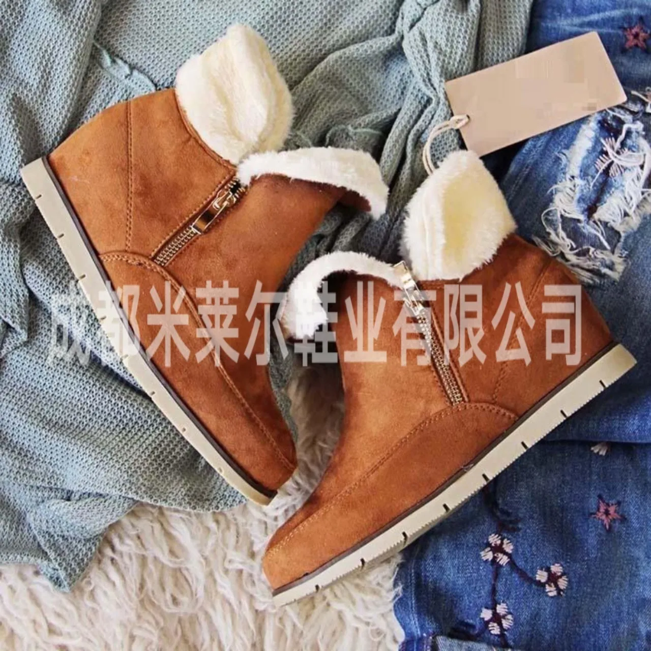 

Women's round-Toe Suede Casual WOMEN'S Leather Boots Lace up Front Fringed Boots Thick Warm Snow Boots Low Heel WOMEN'S Shoes