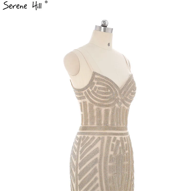 Short Gold Crystal Cocktail Party Dresses Dubai Sleeveless Tulle Sexy Formal Dress Serene Hill LA6050