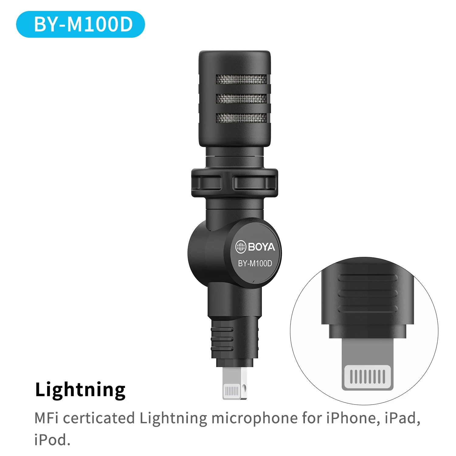 BOYA BY-M100 Wireless Microphone Lavalier Portable Audio Video Recording Mini Mic for iPhon Android Live Game Smart Phone Camera 