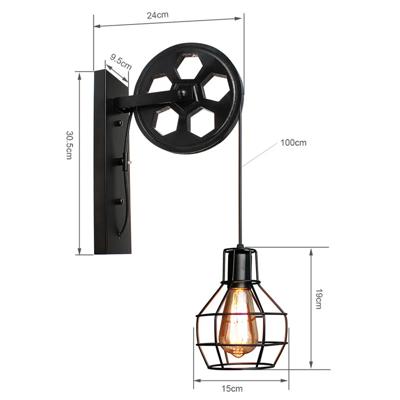 wall lamps for living room Modern Minimalist Pulley Wall Light Nordic Wood Wall Lamp Stair E27 Indoor Home Sconce Hanging Lighting for Bar Aisle Bedside wall lamp light