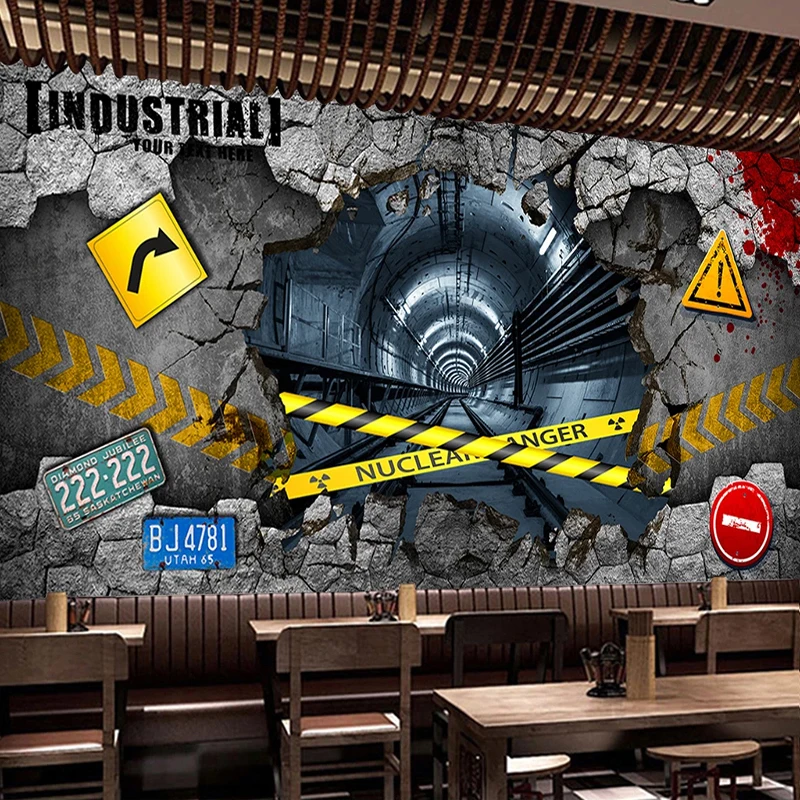 

Drop Shipping Vintage Wallpaper Custom Any Size Mural 3D Stereo Brick Tunnel Creative Sticker Restaurant Cafe KTV Bar Poster