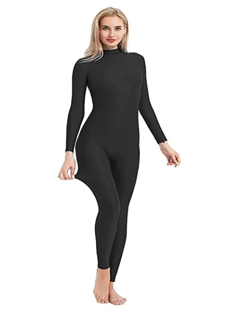 Adult High Neck Zip One Piece Unitard Full Body Leotard