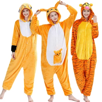 

Animals Adult Onesie Sleepwear Cartoon Kangaroo Onesies Kigurumis Flannel nightgown Women Pajamas Jumpsuit Homewear Costume