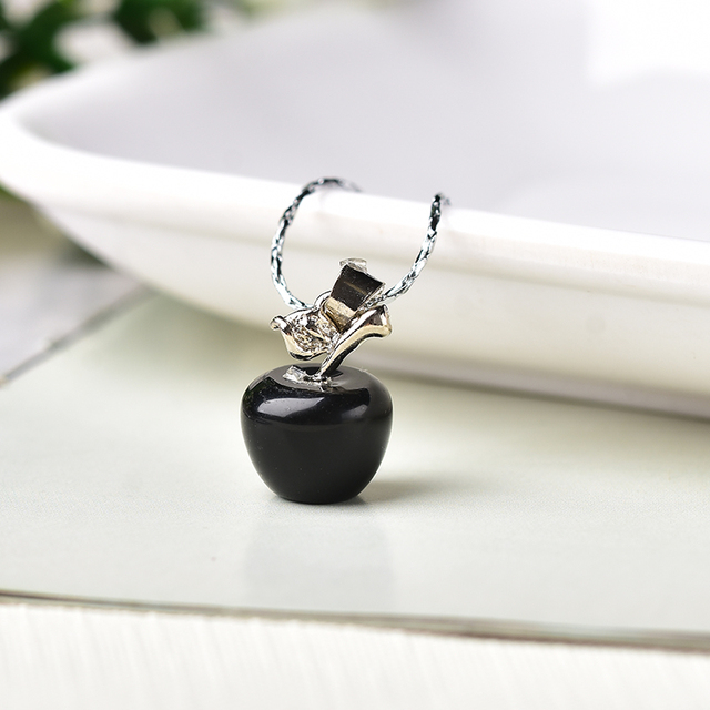 Natural Crystal Small Apple Necklace Amethyst Rose Quartz Reiki Fashion Mineral Jewelry Increase charm For Women Decor Gifts