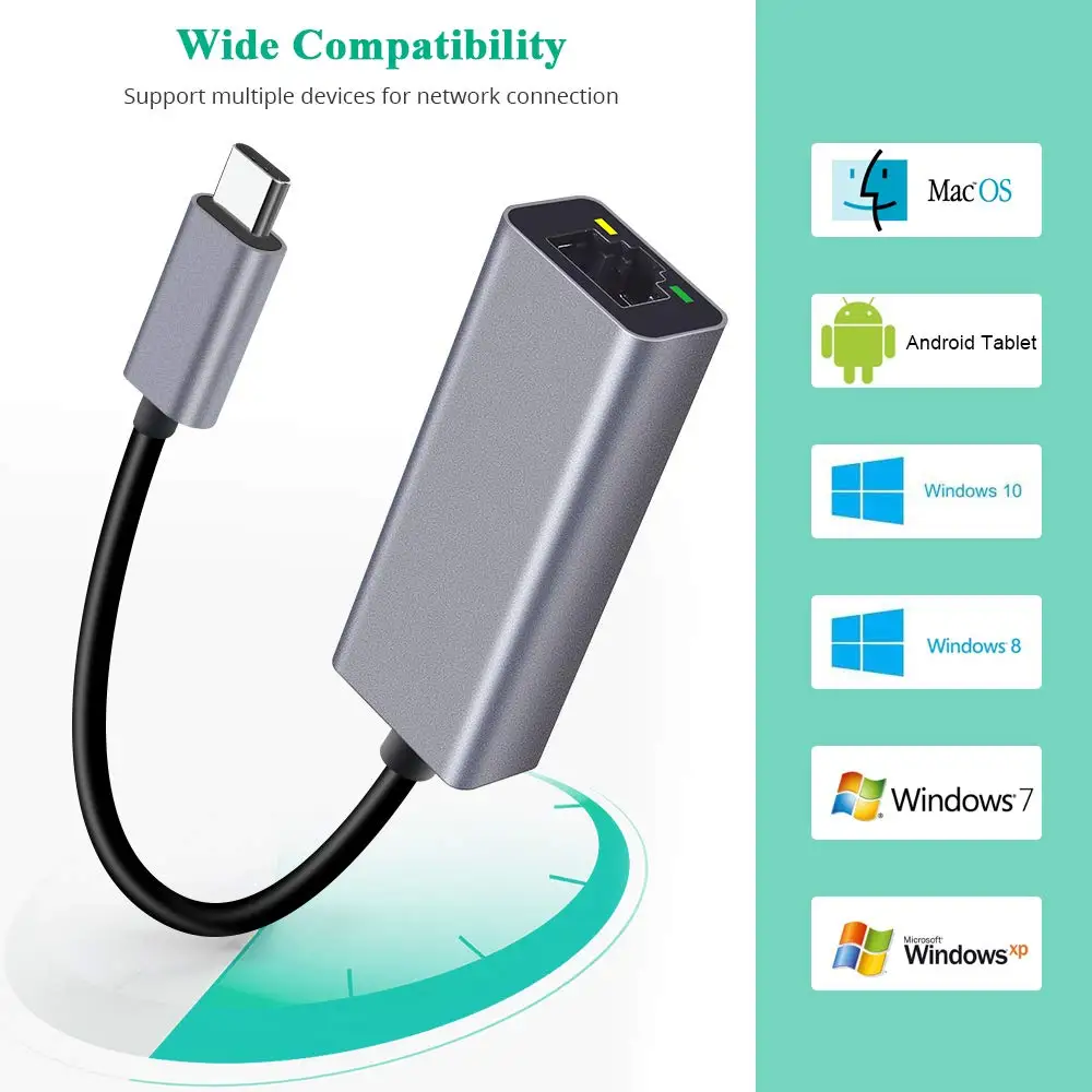 Onvian USB C Ethernet USB C to RJ45 Lan Adapter for MacBook Pro Samsung Galaxy S9 5