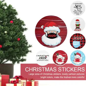 

1PC Christmas Stickers 8in-Large Round Cute Cartoon Door Window Christmas Decoration Stickers For Household Festival Stickers
