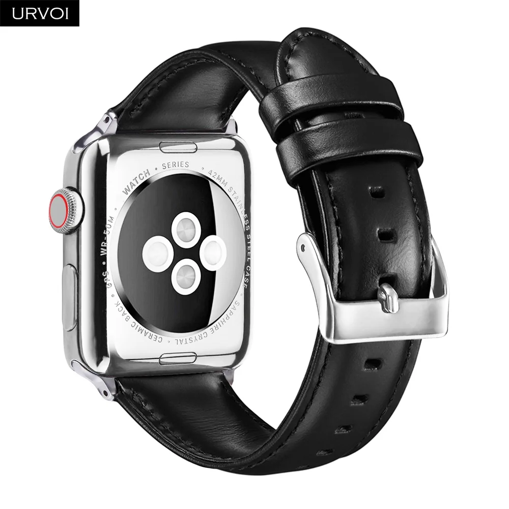 Ремешок URVOI для apple watch series 5 4 3 2 кожаный ремешок для iwatch 40 44 мм подлинный верхний слой Классическая Пряжка наручный ремень