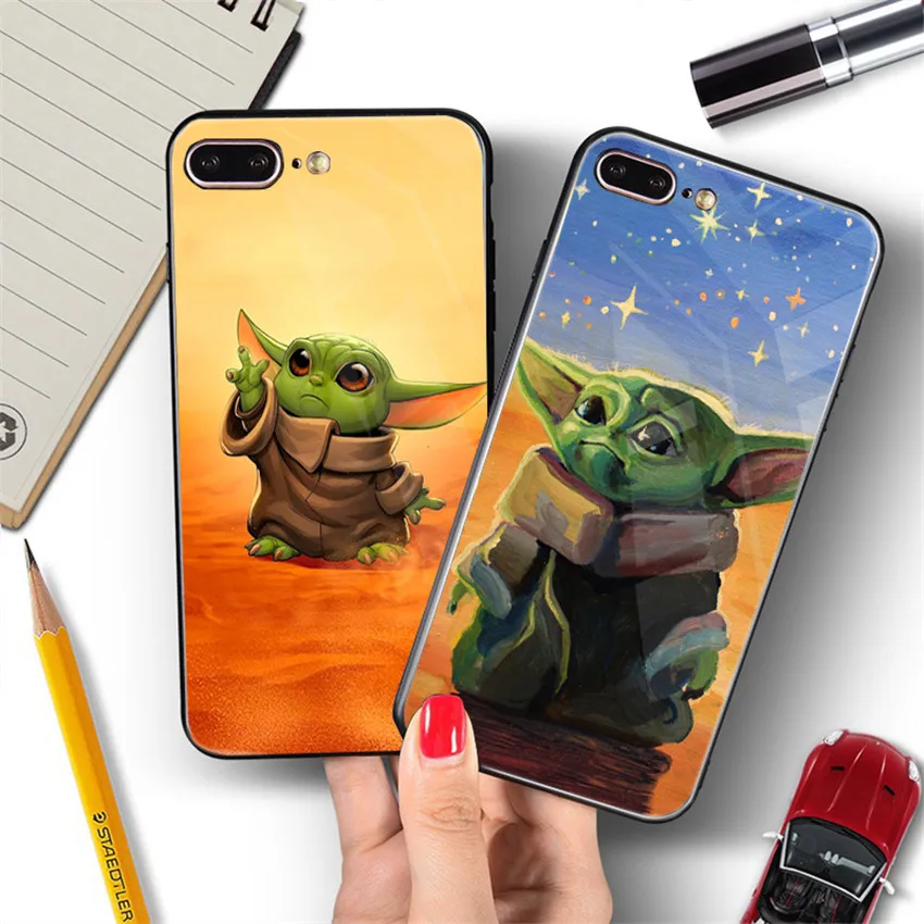 Милый мандалорский ребенок йода чехол для телефона для iPhone 11 pro X XR XS Max 8 7 6s Plus для samsung s8 s9 закаленное стекло черный чехол