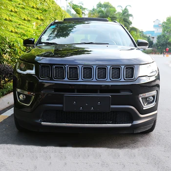 

Parts Covers Chrome For 2017-2018 Jeep Compass Black Front Grill Trim Replacement Refit Frame