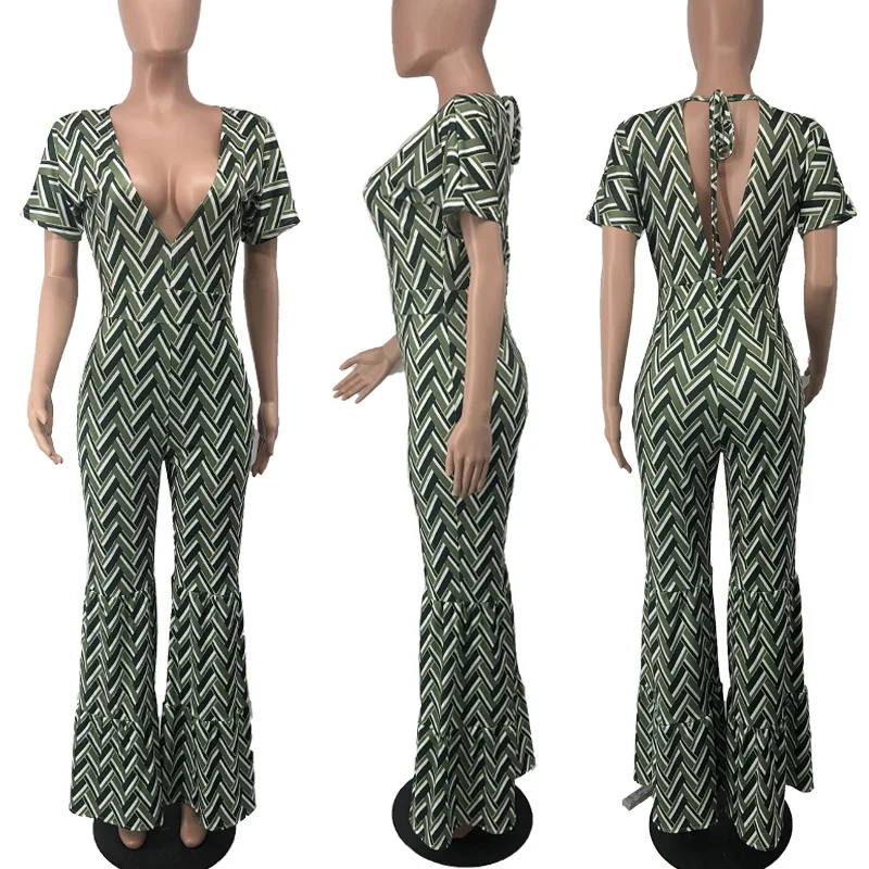 Yooneedi, лучшее качество, Новое поступление, сексуальные женские комбинезоны с принтом, v-образный вырез, короткий рукав, женские комбинезоны XHX8538