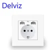 Delviz-Toma de corriente de pared con doble conexión USB, enchufe acrílico ideal para dormitorio, estándar de la UE, AC 110V-250V, 16A ► Foto 1/6