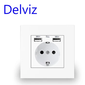 Delviz стены USB Мощность гнездо, много Новый стиль Панель, Спальня гнездо, переменный ток, 110V-250V 16A настенный встраиваемая, двойной usb-зарядное ус...