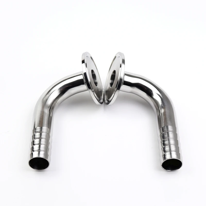 12.7/14/16/19/25/32/38/45/51/mm OD 304/316 Sanitary Hose Barb Pipe Fitting 1.5" 2&rdquo; Tri Clamp 50.5mm/64mm Ferrule 90 Degree Elbow Pipe Fitting