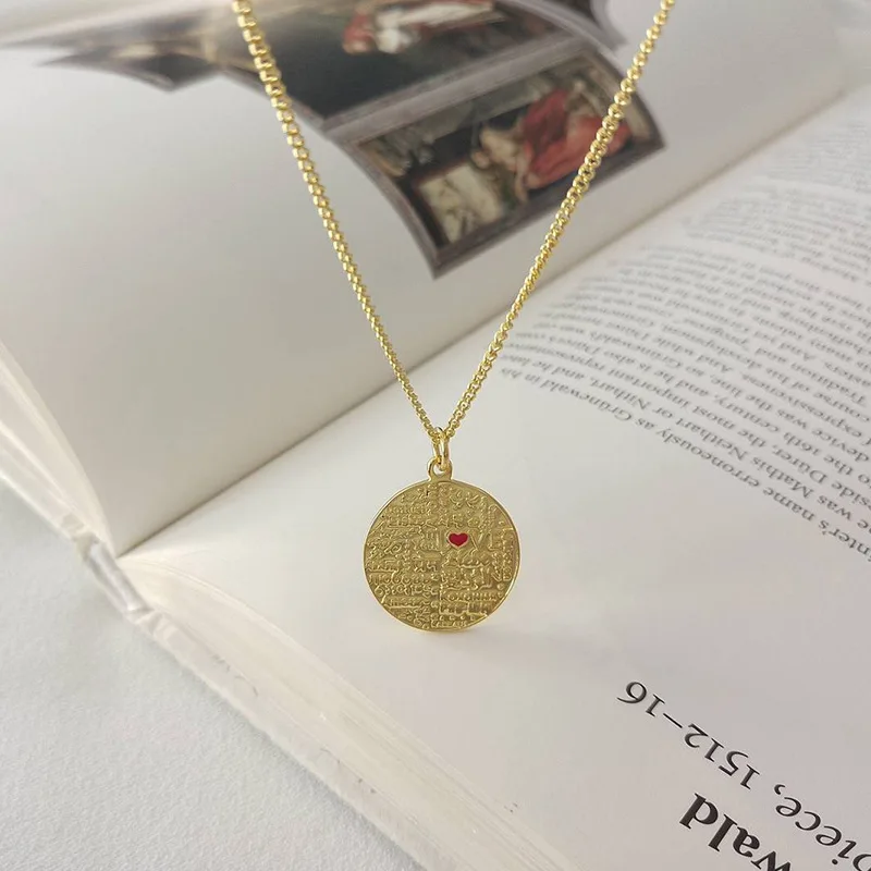 Ожерелье с надписью Love Heart из настоящего серебра 925 пробы подвеска круглыми