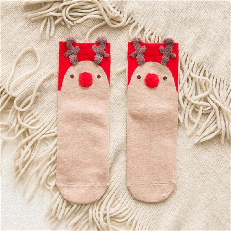 1 пара женских носков Новые повседневные зимние рождественские носки с изображением мультяшных животных носки с узором хлопковые теплые женские носки рождественские подарки
