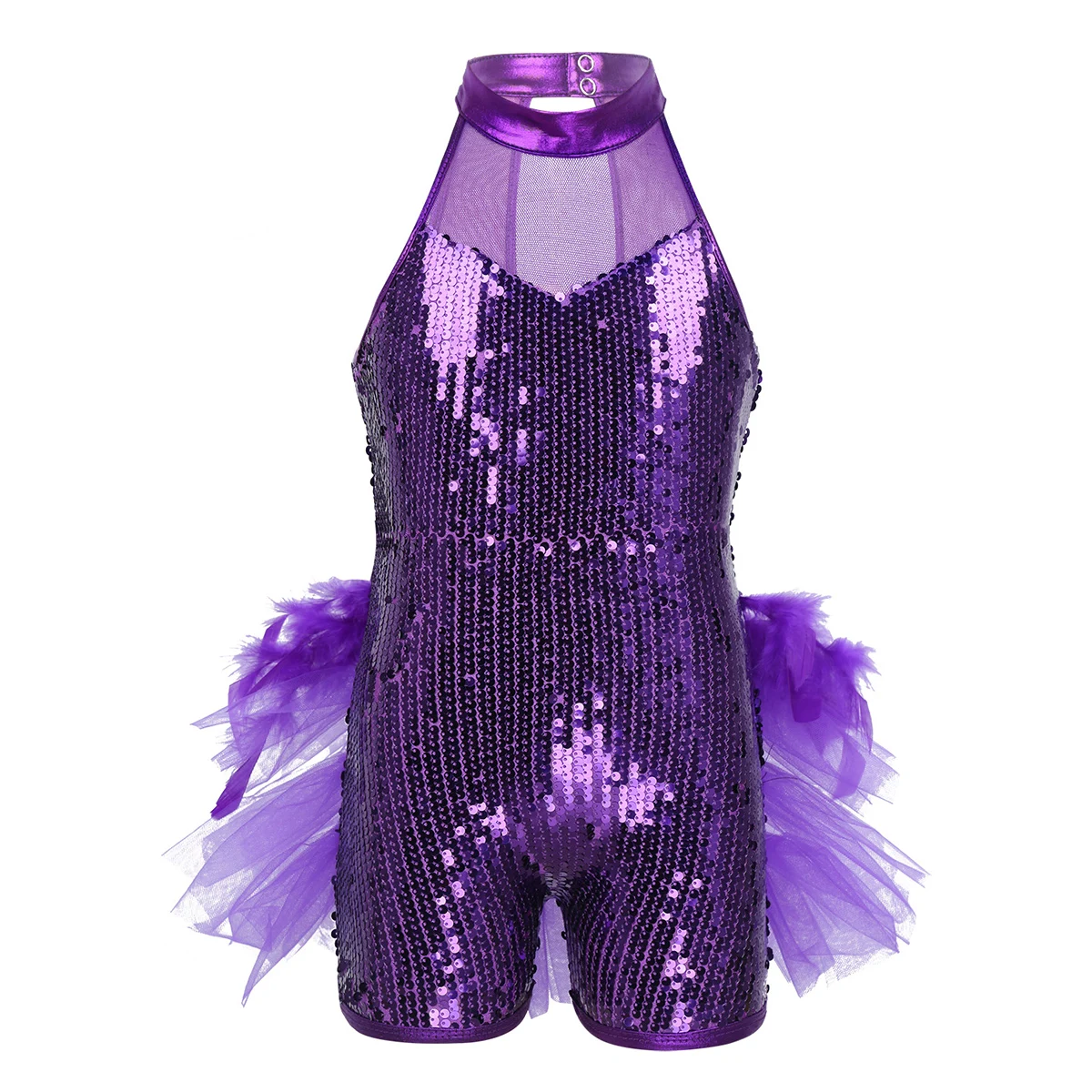 Kids Girls Sequins Ballet Dance Tutu Dress Leotard Jazz Latin Street Performance Costumes Athletic Gymnastic Leotard Jumpsuit
