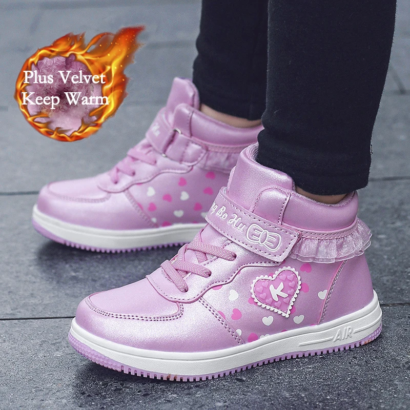 Botas deportivas para niños y zapatillas de punta redonda, de algodón, cálidas, para Otoño e Invierno|Zapatillas de - AliExpress