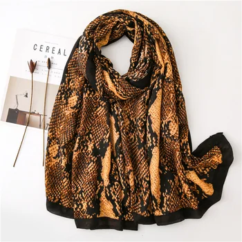 

2019 Fashion Snake Skin Pattern Viscose Scarf Lady Print Soft Shawls and Wraps Pshimina Stole Bufandas Muslim Hijab 180*100Cm