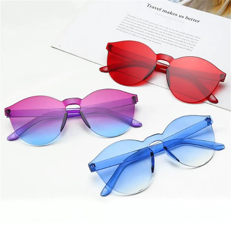 

Cheap Rimless Sunglasses Women Fashion Round Ocean Candy Lens Shades Female Sun Glasses Girls gafas de sol UV400