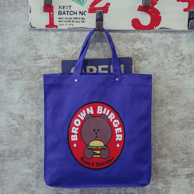 

Canvas Handbag South Korea Purchasing Agents Ulzzang Hamburg Potato Chips Shoulder Bag Women's Brown Bear Cartoon Eco-friendly B