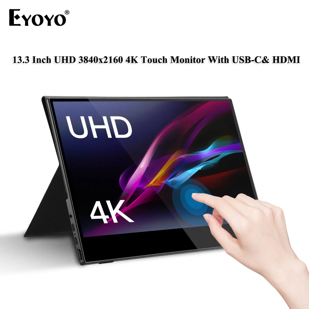 

Eyoyo EM13U 13.3" UHD 4k Portable Gaming Toucher Screen LCD USB C HDMI 3840x2160 Second Monitor Display For Ps4 PC Laptop Phone